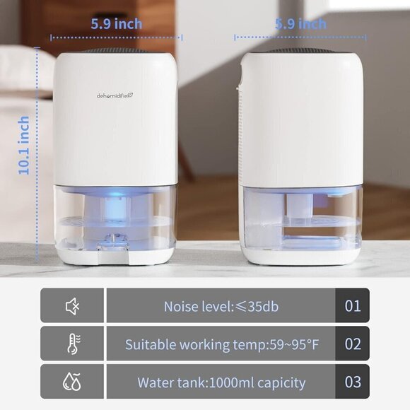 Dehumidifier / 35 oz small / quiet / auto shut off /  Bedroom (280 sq. f… - Picture 5 of 6